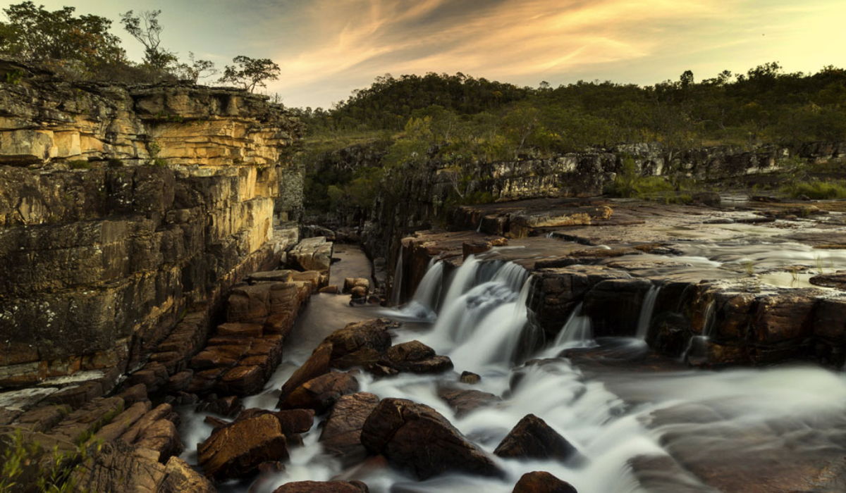 Vista do entardecer no Parque Nacional da Chapada dos Veadeiros.